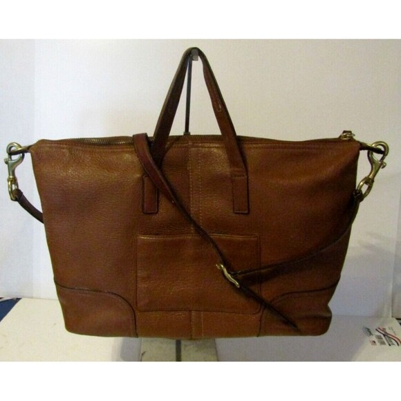 Coach New York Satchel Hadley Luxe Grain Large Tote Brown Pebbled Leather - Picture 2 of 10